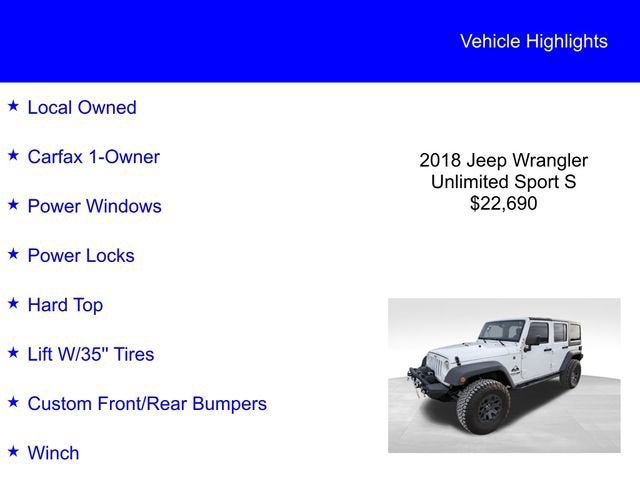 2018 Jeep Wrangler JK Unlimited Sport S