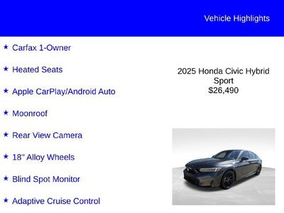 2025 Honda Civic Sedan Hybrid Sport