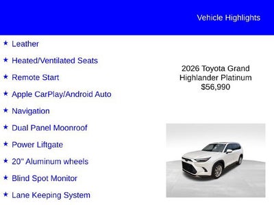 2026 Toyota Grand Highlander Platinum