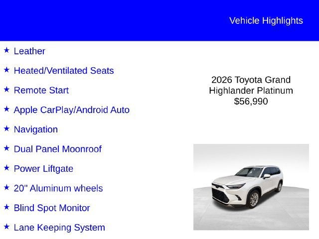 2026 Toyota Grand Highlander Platinum